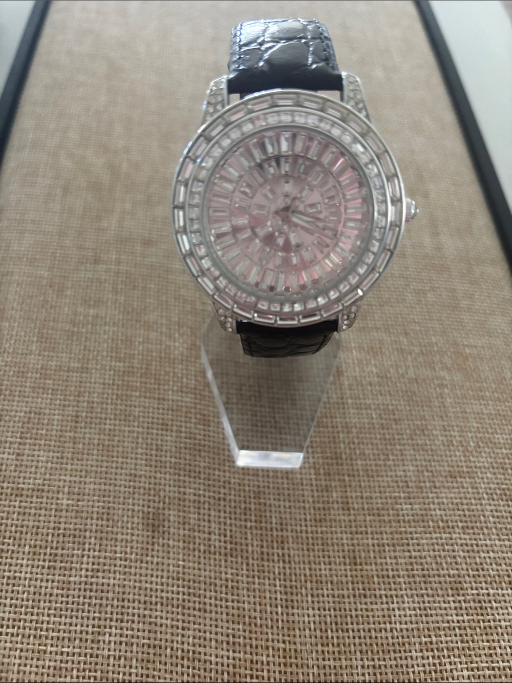 Peugeot luxurySilver Watch with Black Leather Strap - Fashion Wearable